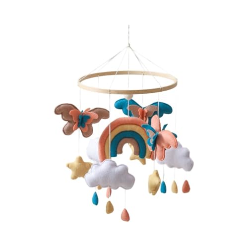 Ueiwffzo Mobile Baby Windspiele Meerestiere Wal 3D Wolken Babybett Mobile Windspiele mit Filzbällen, Mobile Baby Kinderzimmer Hängende Bettglocke, Neugeborenen Geschenk (Schmetterling) von Ueiwffzo