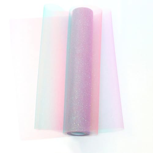 Ueiwffzo Regenbogen Glitter Tüll Rollen 30 cm x 10 Yards Stoff Tüll Spule Funkelnde Tüll Band Rolle Pailletten Stoff Rolle für Braut Bogen Rock Geschenkverpackung Hochzeitsfeier Dekoration (Stil 3) von Ueiwffzo