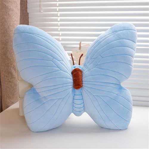 Ueiwffzo Schmetterling Kissen Kuschelkissen Kinder, Kreative Flauschige Kissen, Aesthetic Dekokissen Sofakissen Zierkissen Plüsch Kissen Deko Kissen Für Schlafzimmer Deko (Blau) von Ueiwffzo