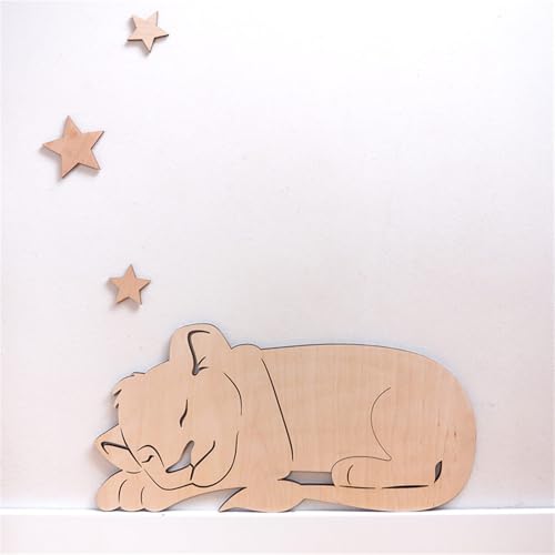 Ueiwffzo Wandsticker Kinderzimmer Wanddeko Holz, Selbstklebende Niedliche Tiere Wandaufkleber aus Holz, Holz Wand Deko für Kinderzimmer Babyzimmer Schlafzimmer (E) von Ueiwffzo