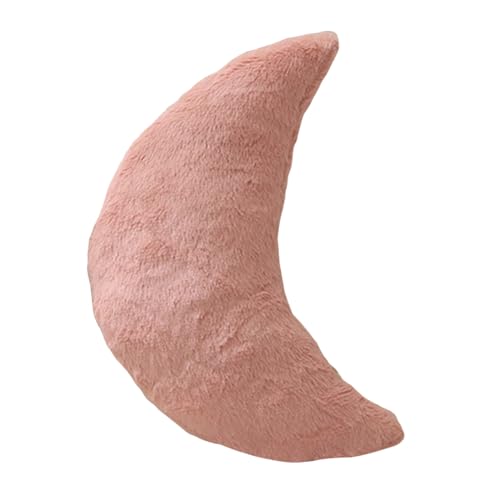 Ueiwffzo Zierkissen Kuschelkissen Kinder, Weiche Sterne Mond Wolke Plüschkissen, Flauschige Deko Kissen für Babyzimmer Kinderzimmer Mädchen (Rosa,Mond) von Ueiwffzo