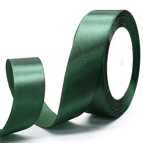 Uenhoy Grünes Satinband, 2,5 cm x 22,7 m, festes Stoffband für Geschenkverpackungen, Hochzeit, Party, Dekoration, perfektes Hochzeitsstraußband von Uenhoy