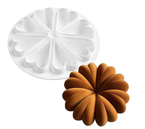 Silikonform für französische Mousse-Kuchen, 3D-Backformen, DIY, Schokolade, Seife, Kerzen, 20,3 cm, Knospe des Herzens von Uenmay