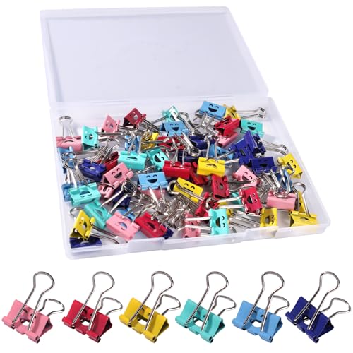 Ufmarine 60 Stück kleine Binder-Clips 1,9 cm, kleine Büroklammern für Büro, niedliche Binder-Clips mit lächelndem Hohlraum von Ufmarine