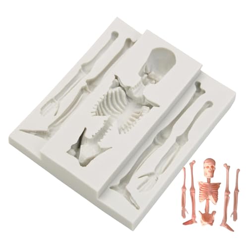 Uhngw Halloween Skelett Silikonform,Skelett Silikonform - Küche Backform Silikon Kerzenmacher Schokoladenformen - Gussformen aus Epoxidharz, Kuchendekorationsformen für Schokolade, Süßigkeiten, von Uhngw