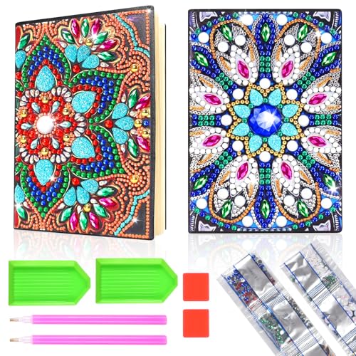 UieaMsio Basteln Mädchen 7 8 9 10 Jahre, Mandala Diamond Painting A5 Notizbuch, Geschenke für Mädchen ab 6 Jahre, Kreative Spielzeug Tagebuch Geburtstagsgeschenk für Kinder von UieaMsio