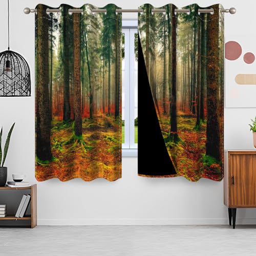 Gardinen Wald, Uiiooazy Vorhänge Dshungel Tropische Pflanzen Motiv Thermovorhang Blickdicht Polyester Vorhang Verdunkelungsvorhäng mit Ösen für Schlafzimmer Wohnzimmer Kinderzimmer, 2 Stück, 140x145cm von Uiiooazy