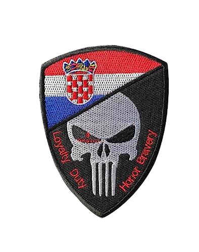 Uijokdef 1 x Aufnäher mit Totenkopf- und Kroatien-Flagge, bestickt, taktisch, Militär, Kroatien von Uijokdef