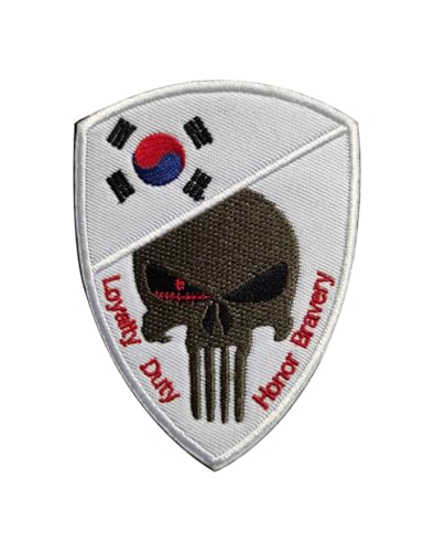 Uijokdef 1 x Aufnäher mit Totenkopf- und Nationalflagge, bestickt, taktischer Militär-Nationalaufnäher (Südkorea) von Uijokdef