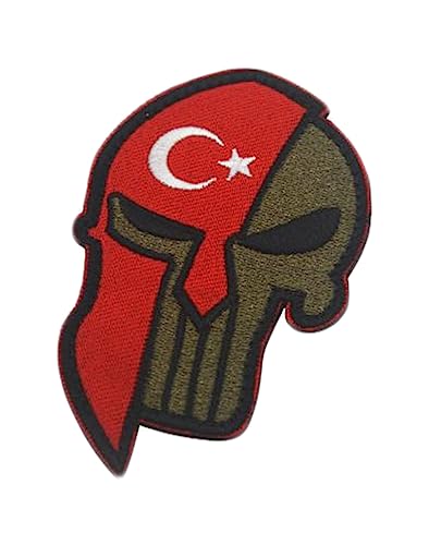 Uijokdef 1 x Aufnäher mit Totenkopf- und Türkei-Flagge, bestickt, taktisch, Militär, Türkei von Uijokdef