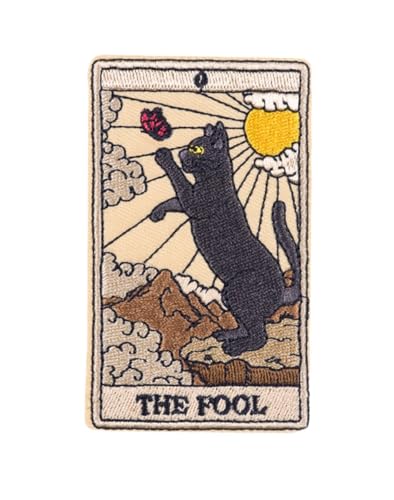 Uijokdef 1 x Tarotkarte zum Aufbügeln oder Aufnähen, bestickte Applikation, Reparaturflicken, dekoratives Emblem, Bastelzubehör, Kollektion (The Fool) von Uijokdef