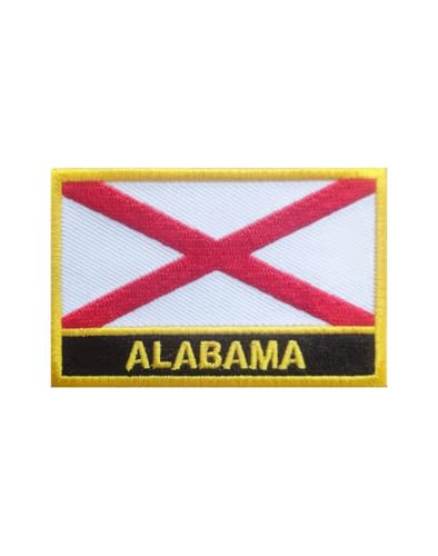 Uijokdef 1 x bestickter Aufnäher mit Alabama-Flagge, zum Aufbügeln oder Aufnähen, bestickt, taktische Militär-Nationalalflagge (Alabama) von Uijokdef