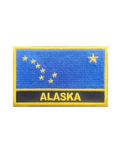 Uijokdef 1 x bestickter Aufnäher mit Alaska-Flagge, zum Aufbügeln oder Aufnähen, bestickt, taktisch, Militär, Nationalflagge Alaska (Alaska) von Uijokdef