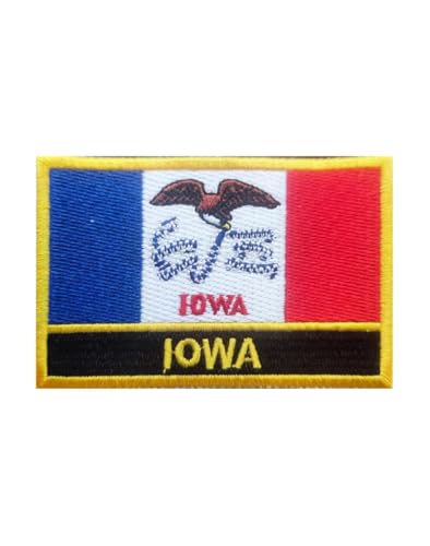 Uijokdef 1 x bestickter Aufnäher mit Iowa-Flagge, zum Aufbügeln oder Aufnähen, bestickt, taktische Militär-Nationalflagge Iowa-Flagge (Iowa) von Uijokdef