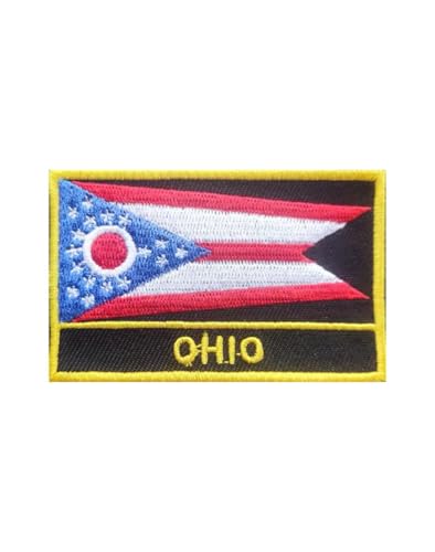 Uijokdef 1 x bestickter Aufnäher mit Ohio-Flagge, zum Aufbügeln oder Aufnähen, bestickt, taktische Militär-Flagge (Ohio) von Uijokdef