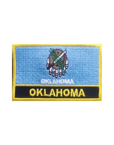 Uijokdef 1 x bestickter Aufnäher mit Oklahoma-Flagge, zum Aufbügeln oder Aufnähen, bestickt, taktische Militär-Flagge (Oklahoma) von Uijokdef