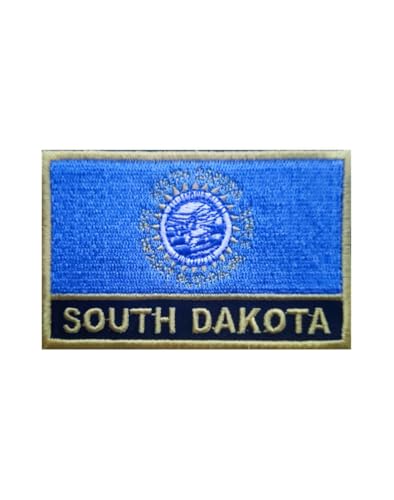 Uijokdef 1 x bestickter Aufnäher mit South Dakota-Flagge, zum Aufbügeln oder Aufnähen, bestickt, taktische Militär-Nationalflagge von South Dakota von Uijokdef