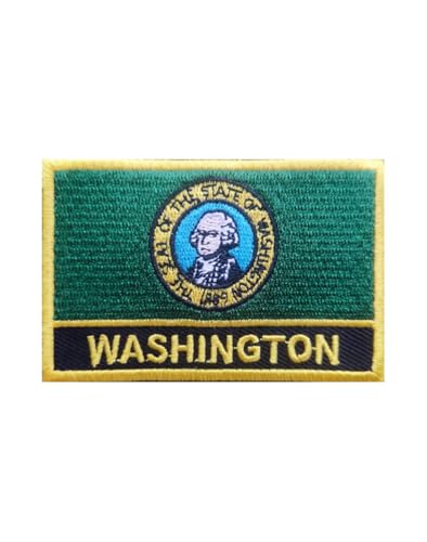 Uijokdef 1 x bestickter Aufnäher mit Washington-Flagge, zum Aufbügeln oder Aufnähen, bestickt, taktische Militär-Nationalflagge (Washington) von Uijokdef