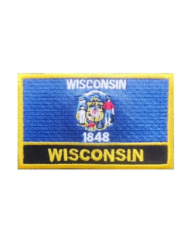 Uijokdef 1 x bestickter Aufnäher mit Wisconsin-Flagge, zum Aufbügeln oder Aufnähen, bestickt, taktisch, Militär, Nationalflagge Wisconsin, (Wisconsin) von Uijokdef