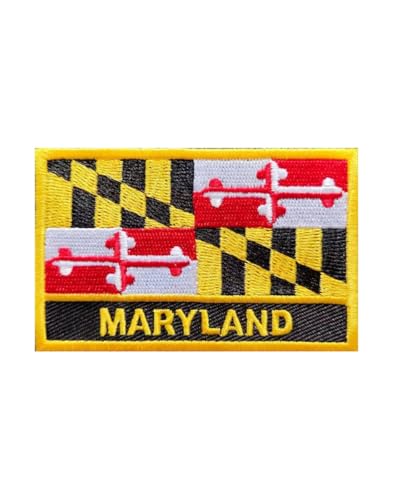 Uijokdef 1 x bestickter Maryland-Flaggenaufnäher, zum Aufbügeln oder Aufnähen, bestickt, taktische Militär-Flagge (Maryland) von Uijokdef