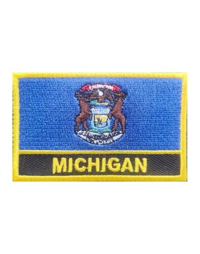 Uijokdef 1 x bestickter Michigan-Flaggenaufnäher zum Aufbügeln oder Aufnähen, bestickt, taktische Militär-Nationalflagge Michigan-Flagge (Michigan) von Uijokdef