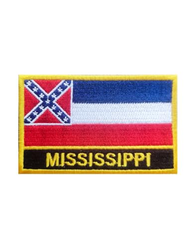 Uijokdef 1 x bestickter Mississippi-Flaggenaufnäher, zum Aufbügeln oder Aufnähen, bestickt, taktische Militär-Nationalflagge, Mississippi (Mississippi) von Uijokdef