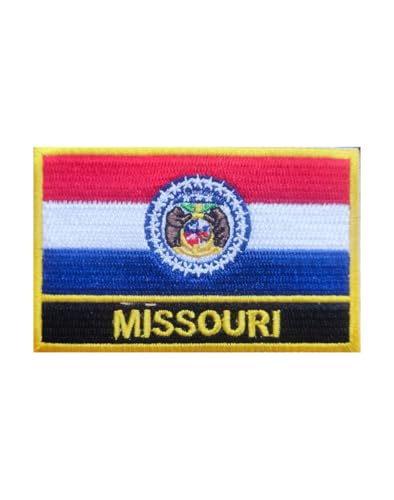 Uijokdef 1 x bestickter Missouri-Flaggenaufnäher, zum Aufbügeln oder Aufnähen, bestickt, taktische Militär-Nationalflagge, Missouri-Flagge (Missouri) von Uijokdef