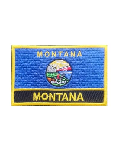 Uijokdef 1 x bestickter Montana-Flaggenaufnäher, zum Aufbügeln oder Aufnähen, bestickt, taktische Militär-Nationalflagge (Montana) von Uijokdef