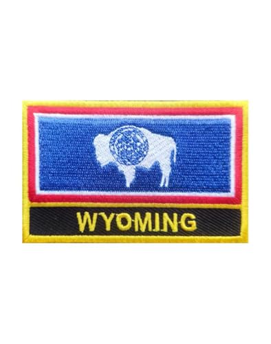 Uijokdef 1 x bestickter Wyoming-Flaggenaufnäher, zum Aufbügeln oder Aufnähen, bestickt, taktisch, Militär, Nationalflagge (Wyoming) von Uijokdef