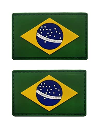 Uijokdef 2 Stück Brasilien-Flaggen-Patches mit Hakenverschluss, PVC, taktisches Militär, Nationalflagge Brasilien (Brasilien) von Uijokdef