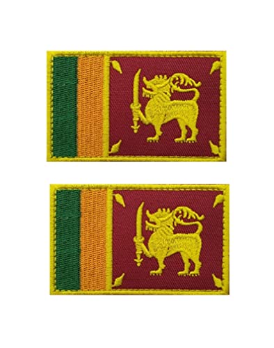 Uijokdef 2 Stück Sri Lanka Flagge Patches Hook and Loop Fastener Bestickter Tactical Military National Sri Lanka Patch (Sri Lanka) von Uijokdef