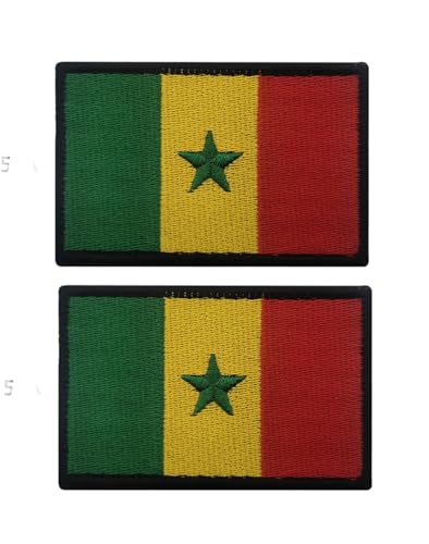 Uijokdef Aufnäher mit Afrika-Flagge, Klettverschluss, bestickt, taktisch, Militär, Nationalafrika, Senegal, 2 Stück von Uijokdef