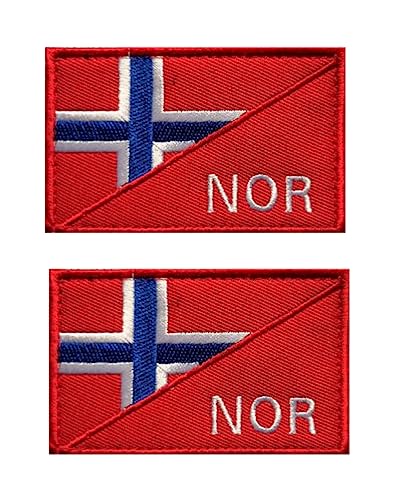 Uijokdef Aufnäher mit Norwegen-Flagge, Klettverschluss, bestickt, taktisch, Militär, Norwegen, 2 Stück von Uijokdef