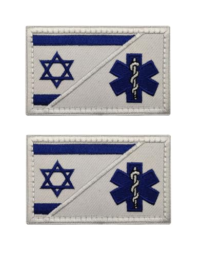 Uijokdef Aufnäher mit asiatischer Flagge, Klettverschluss, bestickt, taktisch, Militär, Nationalasien, 2 Stück (Israel 5) von Uijokdef