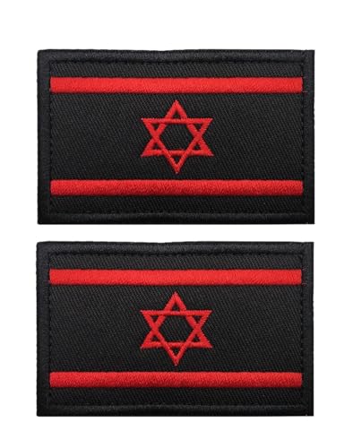 Uijokdef Aufnäher mit asiatischer Flagge, Klettverschluss, bestickt, taktisch, Militär, Nationalasien, 2 Stück (Israel1) von Uijokdef