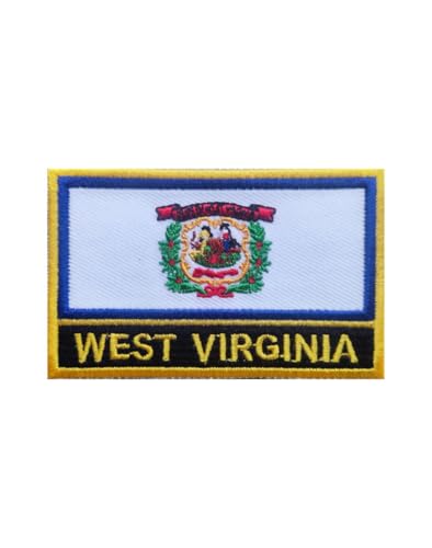 Uijokdef Bestickter Aufnäher mit West-Virginia-Flagge, zum Aufbügeln oder Aufnähen, bestickt, taktisch, Militär, Nationalflagge West Virginia, West-Virginia, 1 Stück von Uijokdef