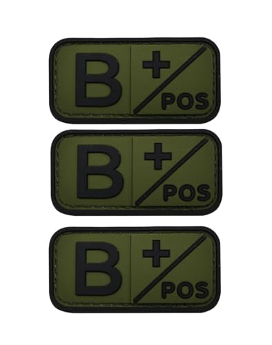 Uijokdef Blutgruppen-Patch-Set, positiv, taktischer Typ, positiver 3D-PVC-Gummi-Verschluss, 5,1 x 2,5 cm Größe (Grün B +), 3 Stück von Uijokdef