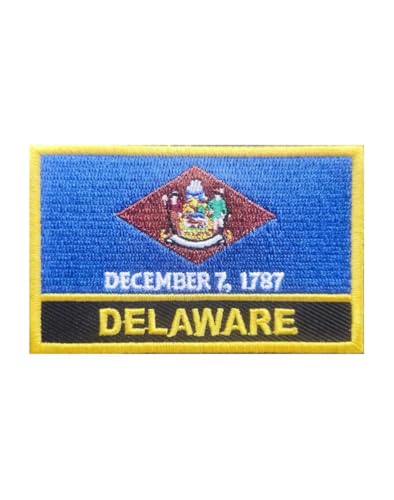 Uijokdef Delaware-Flaggenaufnäher, bestickt, zum Aufbügeln oder Aufnähen, bestickt, Militär, Nationalflagge, Delaware, 1 Stück von Uijokdef