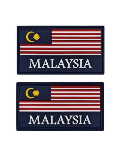 Uijokdef Uijokdef 2 Stück multinationale Flaggen-Patches, Hakenverschluss, PVC, taktisch, Militär, national, multinationaler Aufnäher (Malaysia) von Uijokdef