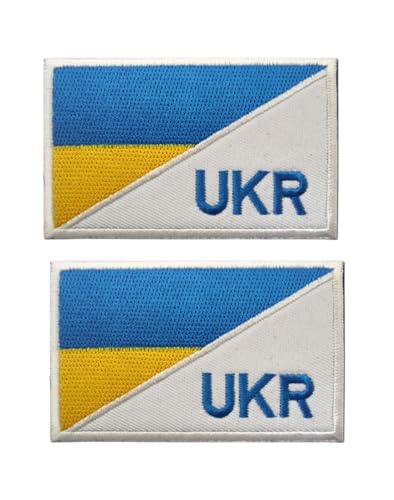 Uijokdef Uijokdef 2 Stück multinationale Flaggen-Patches mit Klettverschluss, bestickt, taktisch, Militär, national, multinationaler Aufnäher (Ukraine) von Uijokdef