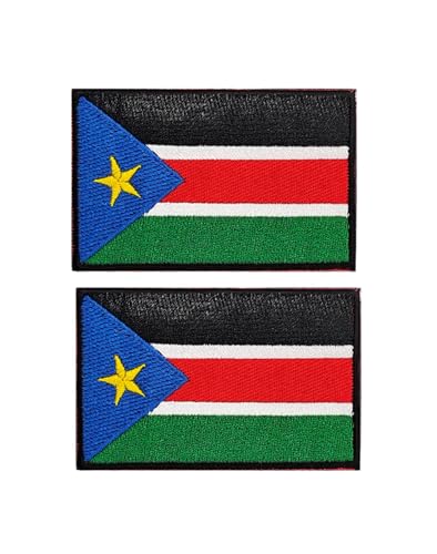 Uijokdef Uijokdef Aufnäher mit Afrika-Flagge, Klettverschluss, bestickt, taktisch, Militär, Nationalafrika, Südsudan, 2 Stück von Uijokdef