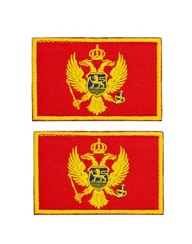 Uijokdef Uijokdef Aufnäher mit europäischer Flagge, Klettverschluss, bestickt, taktisch, Militär, Nationaleuropa, 2 Stück (Montenegro) von Uijokdef