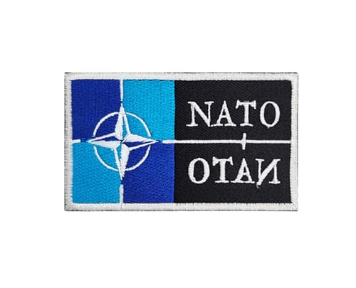 Uijokdef Uijokdef Bestickter Aufnäher mit Klettverschluss, Motiv: NATO-Militär, Blau, Schwarz, Weiß, 1 Stück von Uijokdef