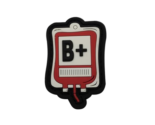 Uijokdef Uijokdef Blutgruppen-Patch, PVC, 3D-Weichgummi, medizinisches Design, Schwarz und Rot, 1 Stück (B+) von Uijokdef