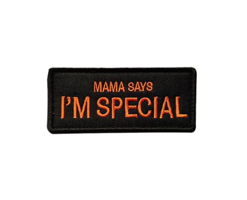 Uijokdef Uijokdef Taktischer Moralaufnäher mit Haken und Schlaufe, bestickt mit Aufschrift "Mama Says I'm Special", Orange von Uijokdef