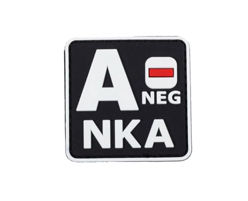 Uijokdef Uijokdef Taktischer PVC-Patch, nachtleuchtend, Blutgruppe, AB, negativ, NKA, 3D-Weichgummi (Schwarz und Weiß A-), 1 Stück von Uijokdef