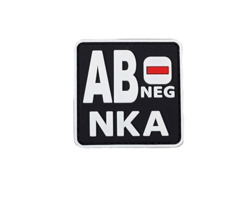 Uijokdef Uijokdef Taktischer PVC-Patch, nachtleuchtend, Blutgruppe, AB-negativ, NKA, 3D-Weichgummi (schwarz und weiß AB), 1 Stück von Uijokdef