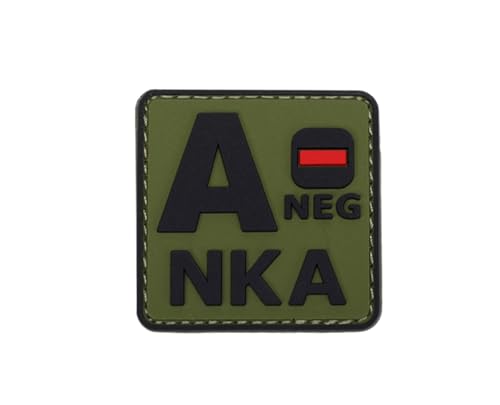 Uijokdef Uijokdef Taktischer PVC-Patch, nachtleuchtend, Blutgruppe AB, negativ, NKA, 3D-Weichgummi (Grün A-), 1 Stück von Uijokdef