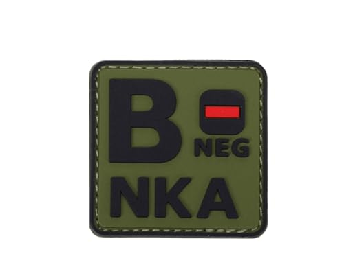 Uijokdef Uijokdef Taktischer PVC-Patch, nachtleuchtend, Blutgruppe AB, negativ, NKA, 3D-Weichgummi (Grün B), 1 Stück von Uijokdef