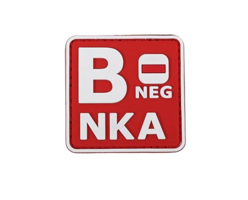 Uijokdef Uijokdef Taktischer PVC-Patch, nachtleuchtend, Blutgruppe AB, negativ, NKA, 3D-Weichgummi (Rot B), 1 Stück von Uijokdef